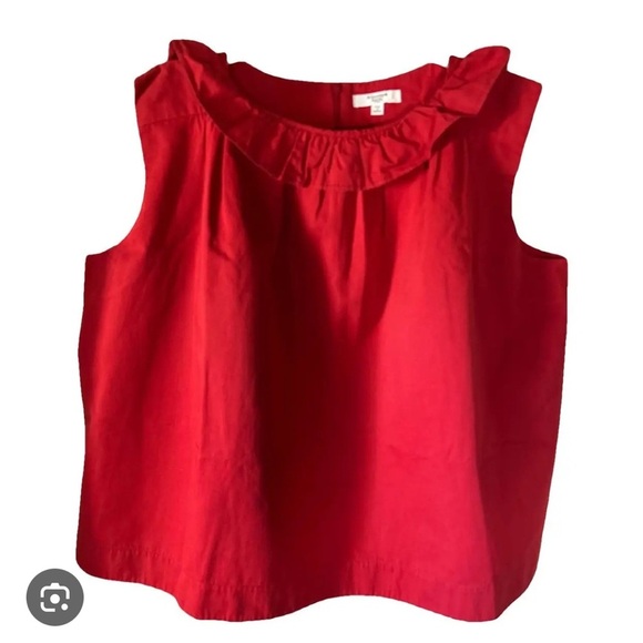 Atlantique Ascoli Red Mardi Ruffled Neck Sleeveless Blouse | Size Small (I) - Picture 3 of 13